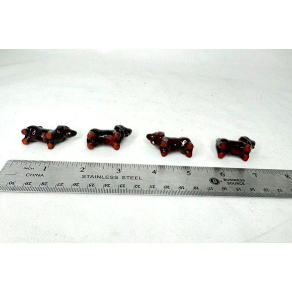 Dachshund Wiener Dog Miniature Ornaments Set of 4 Antique Red Clay - Picture 3 of 7